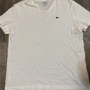 Lacoste Men's Cream V-Neck T-Shirt